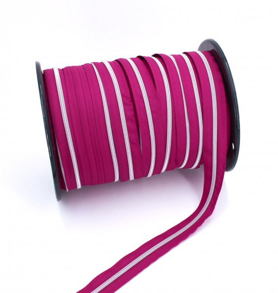 Endlosreißverschluss metallisiert beere/ silber (1m)